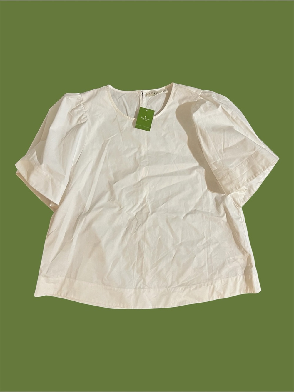 NEW kate spade White Puff Sleeve Cotton Top L